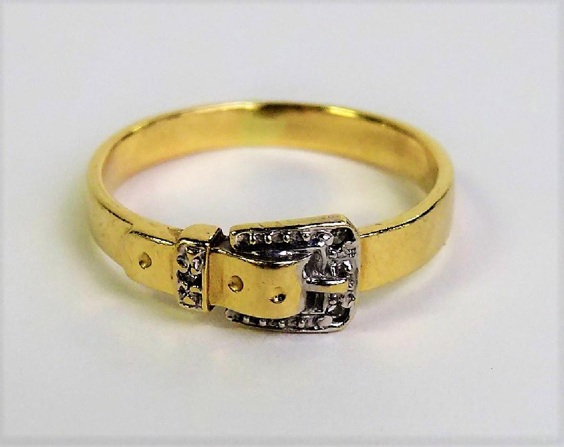 14KT YELLOW GOLD & DIAMOND BELT BUCKLE RING (1 of 3)
