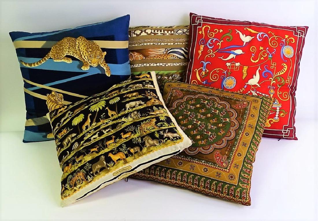 FIVE SMALL SALVATORE FERRAGAMO SILK PILLOWS (1 of 4)