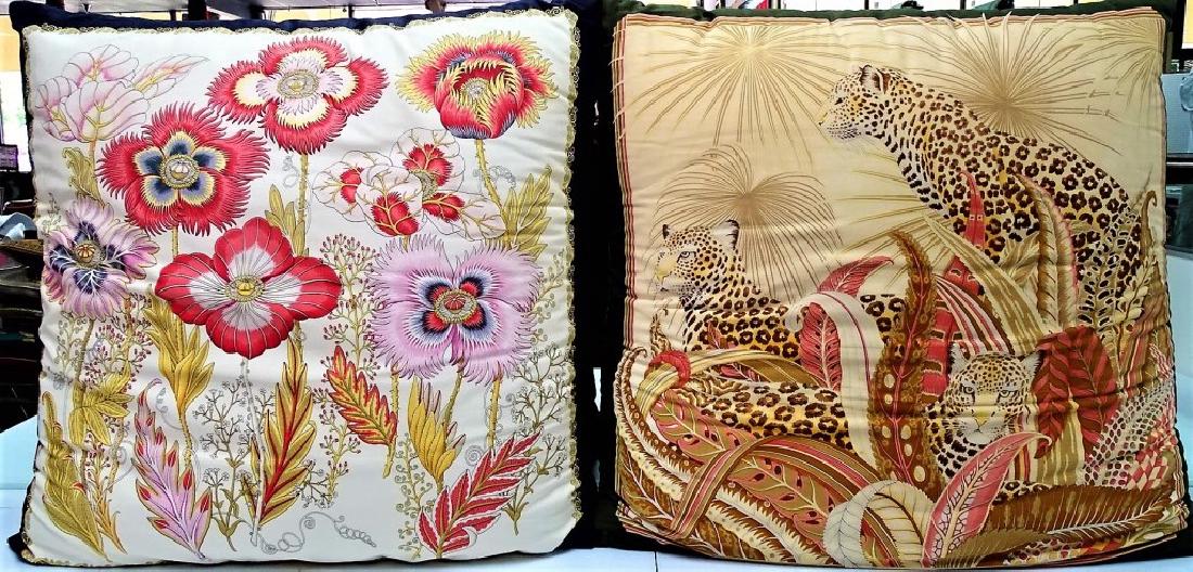TWO LARGE SALVATORE FERRAGAMO SILK PILLOWS (1 of 3)