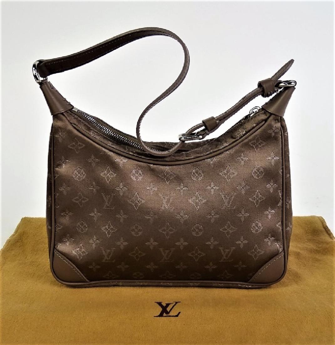 LOUIS VUITTON SILVER SATIN BOULOGNE TAUPE BAGUETTE (1 of 5)