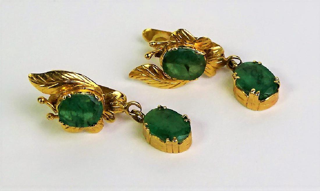 ESTATE 14KT YELLOW GOLD & EMERALD EARRINGS (1 of 3)