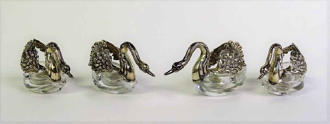 4 BIRKS STERLING SILVER CRYSTAL SWAN SALT CELLAR (1 of 5)