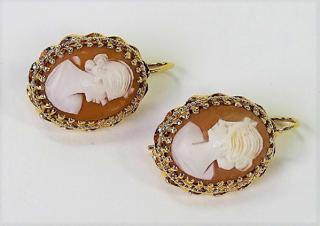 14K YELLOW GOLD CAMEO EARRINGS (1 of 5)