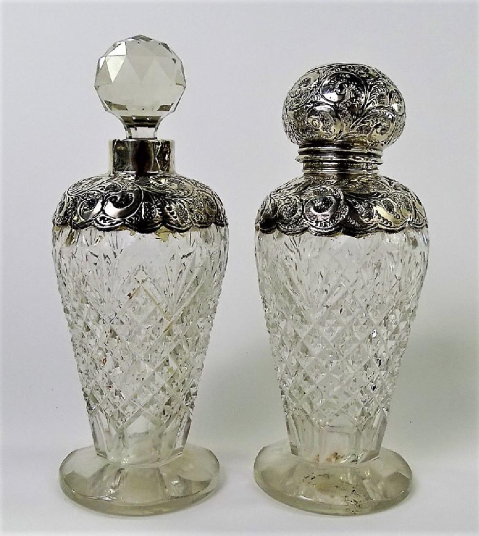 PAIR OF STERLING & CUT CRYSTAL VINTAGE PERFUMERS (1 of 2)