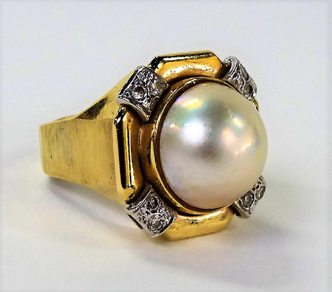 MASSIVE MOBE PEARL DIAMOND & 14KT YELLOW GOLD RING (1 of 4)