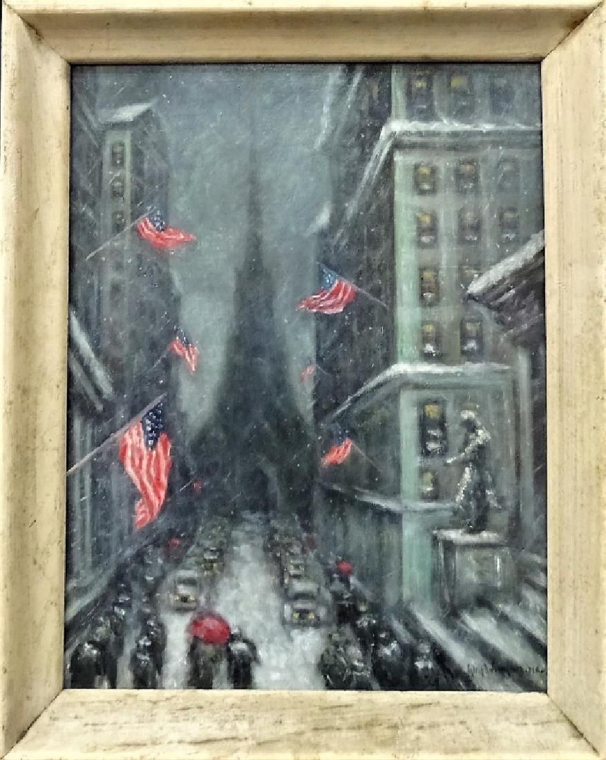 ATTRIBUTED GUY WIGGINS (AMERICAN) OIL ON BOARD (1 of 5)