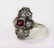 ESTATE 18KT WHITE GOLD DIAMOND & RUBY DECO RING - 2