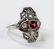 ESTATE 18KT WHITE GOLD DIAMOND & RUBY DECO RING - 3