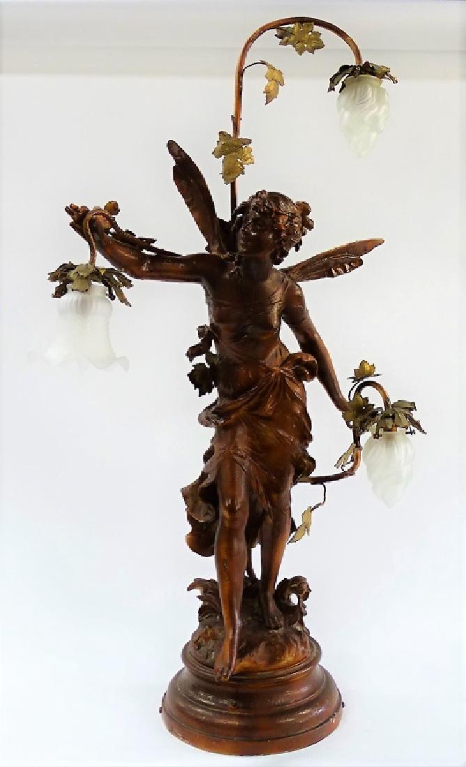 L. MOREAU LARGE SPELTER LAMP OF A FAIRY ON BASE (1 of 5)