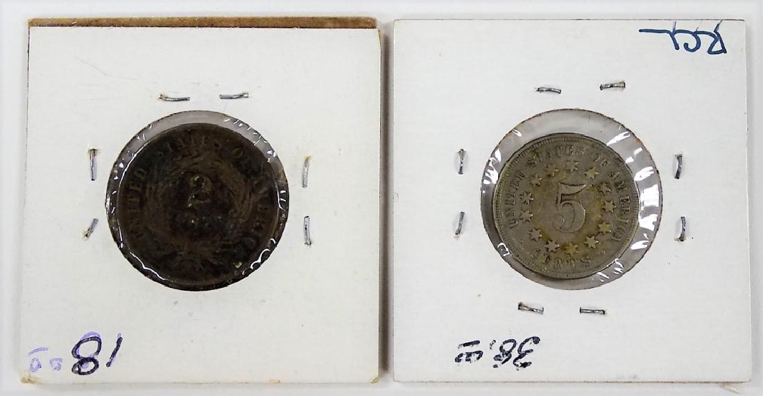 1864 LARGE MOTTO 2 CENT COIN & 1867 5 CENT COIN (1 of 2)