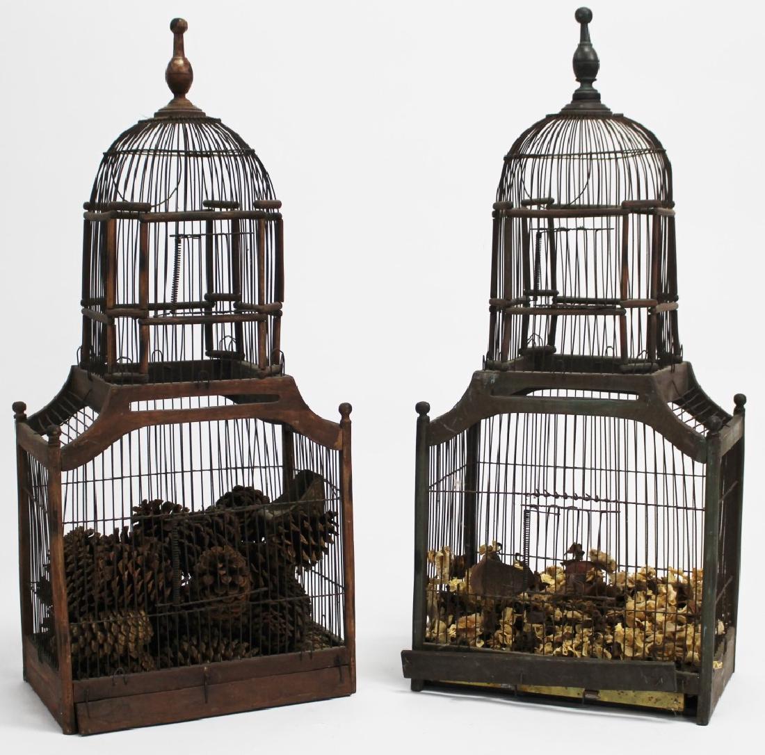 PAIR OF CHINESE WOODEN LARGE BIRD CAGES (1 of 1)