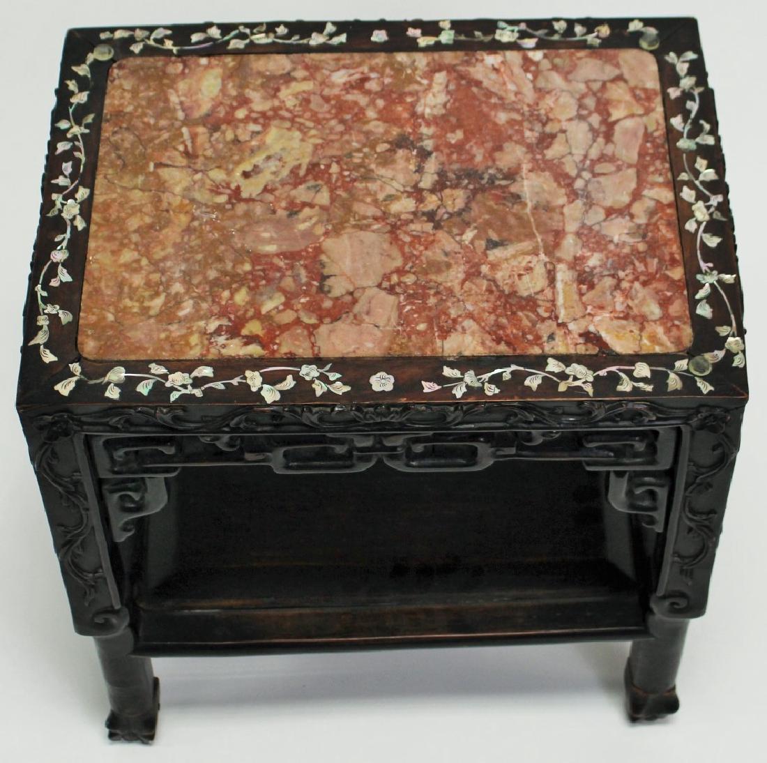 VINTAGE SMALL CHINESE MARBLE TOP SIDE TABLE (1 of 3)