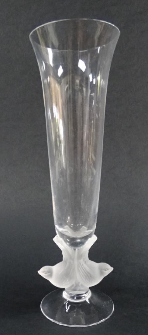 LARGE FRENCH CRYSTAL VASE W/ BIRDS (1 of 3)