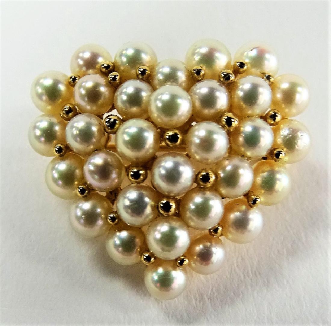 RETRO 14KT YELLOW GOLD HEART SHAPED PEARL PIN (1 of 3)