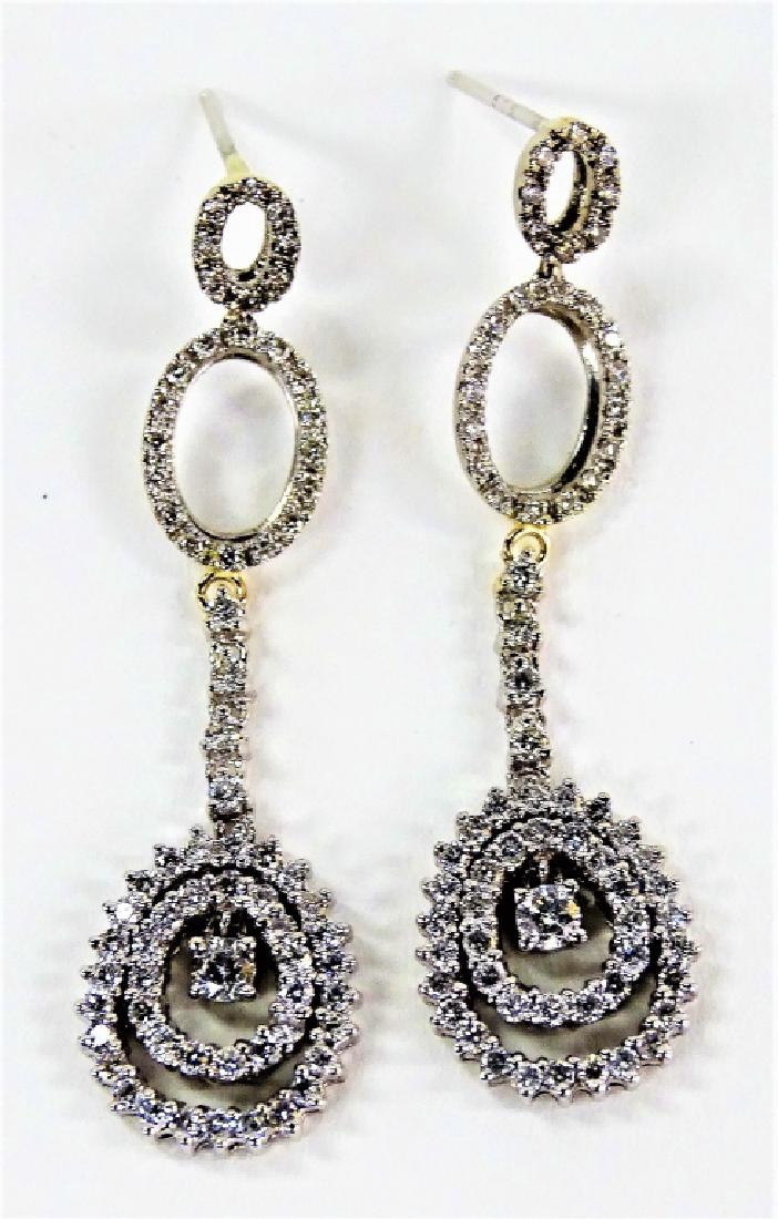 PR LADIES FANCY 14KT WG DIAMOND DROP EARRINGS (1 of 2)