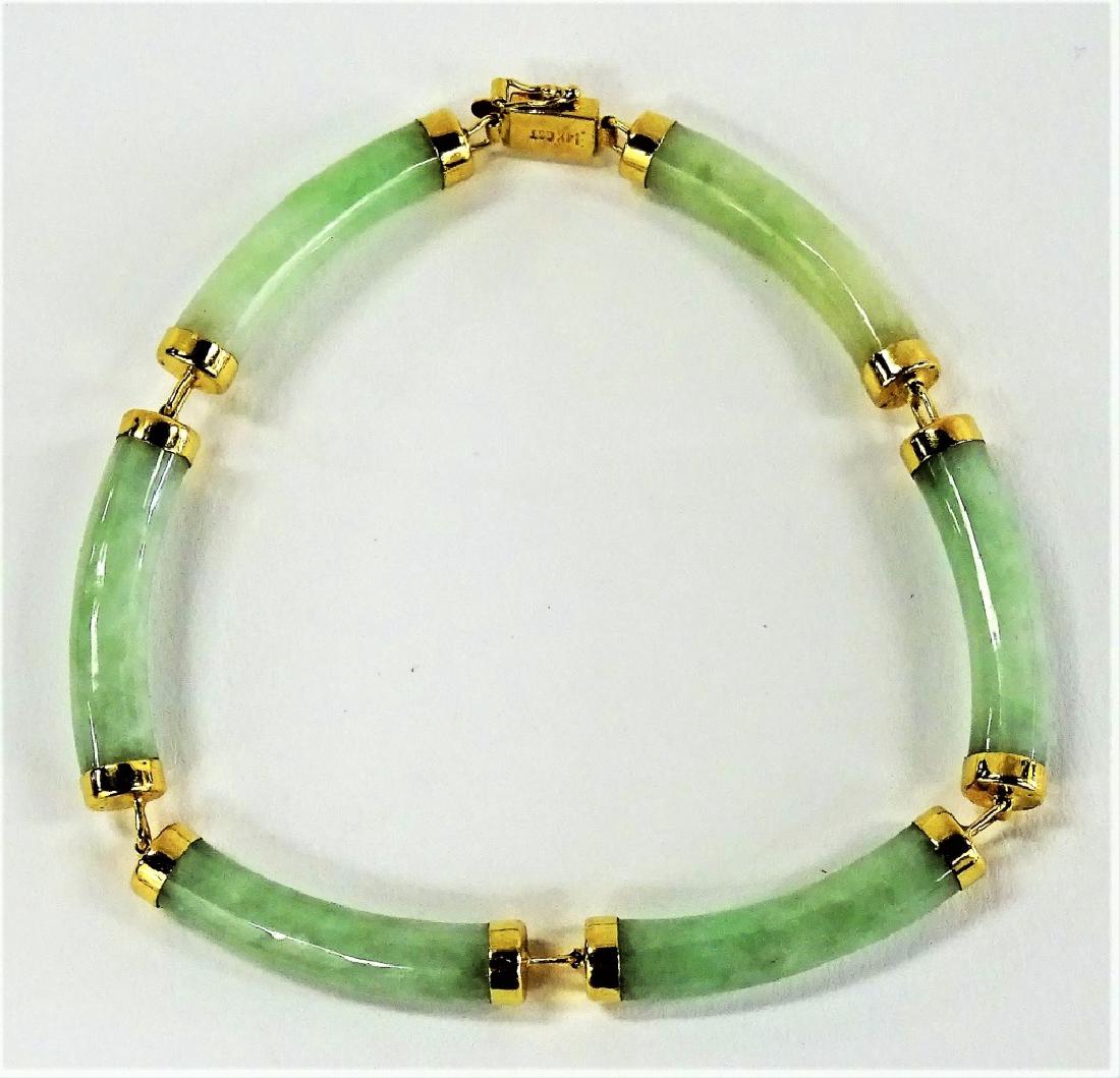 LADIES CHINESE 14KT GOLD & JADEITE LINK BRACELET (1 of 2)