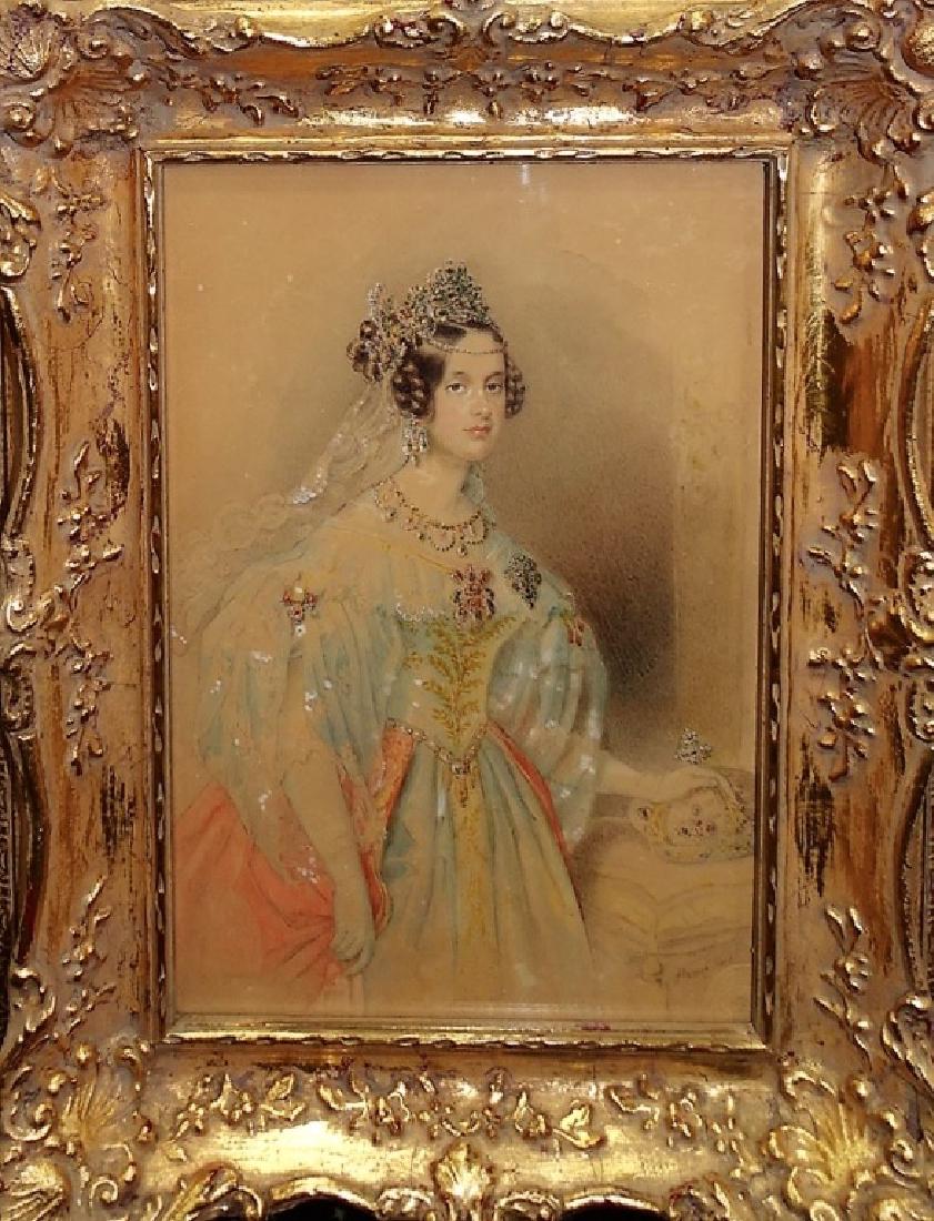 19TH CENTURY WATER COLOR OF A MEMBER OF ROYALTY (1 of 3)