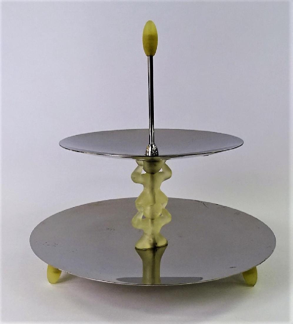 MODERN STAINLESS STEEL 2-TIER ROUND SERVING TRAY (1 of 3)