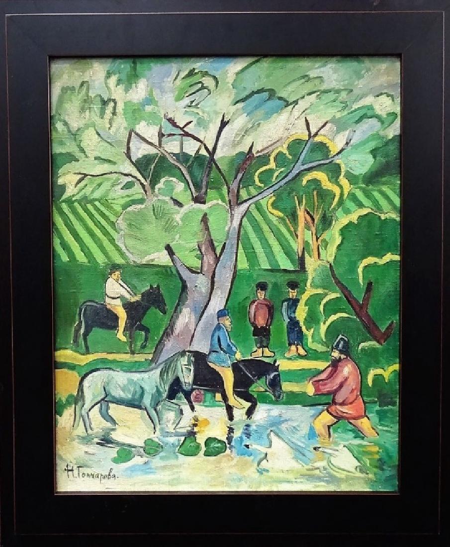 ATTRIB. NATALIA GONCHAROVA OIL PAINTING ON CANVAS (1 of 4)