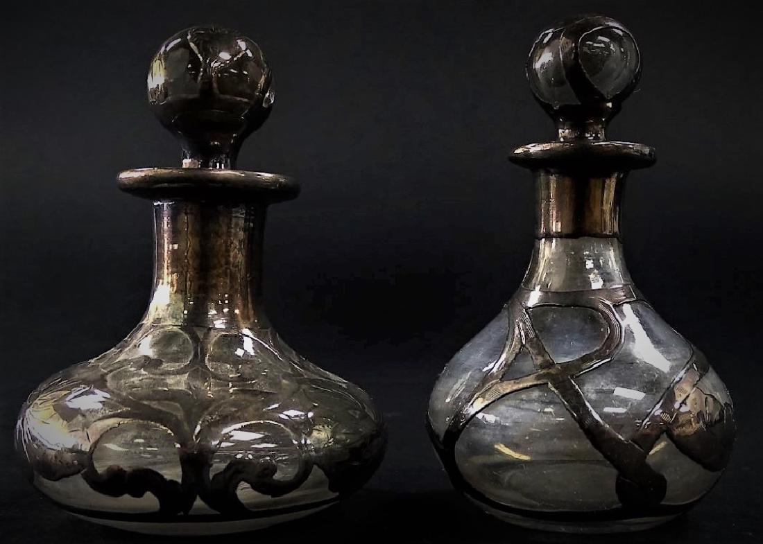 PAIR OF STERLING SILVER OVERLAY PERFUME BOTTLES (1 of 2)