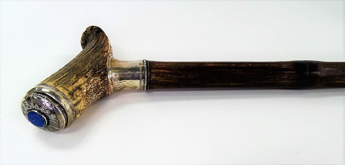 ANTIQUE MEN'S CANE, SILVER AND HORN HANDLE (1 of 8)