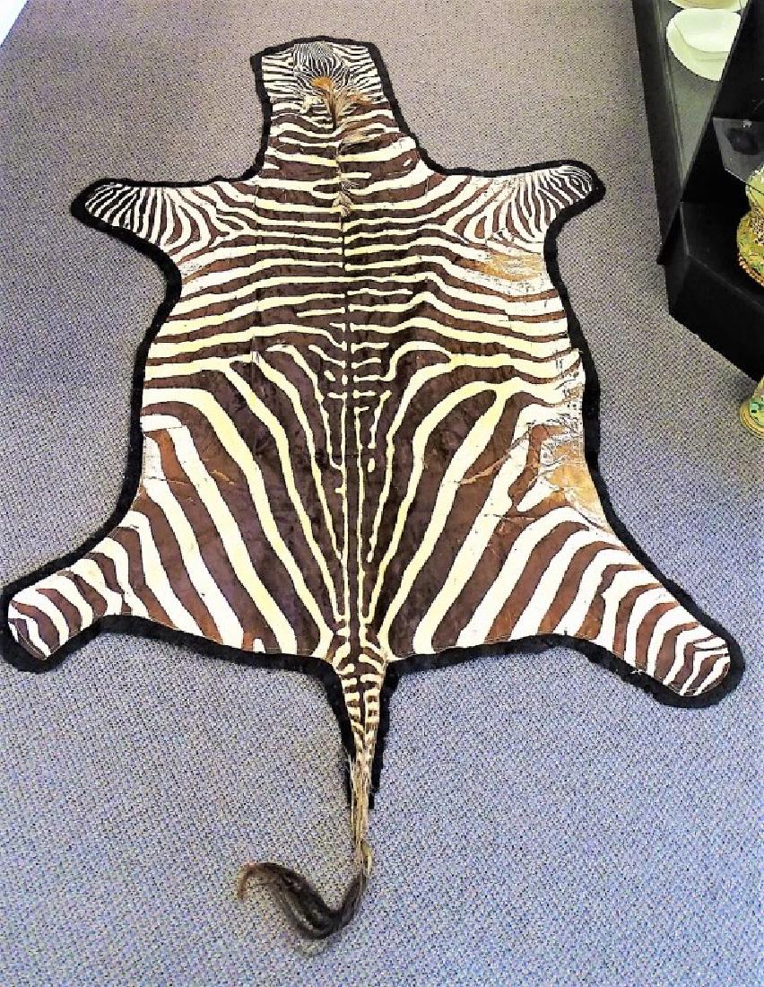 LARGE AUTHENTIC ZEBRA HIDE FLOOR RUG (1 of 4)