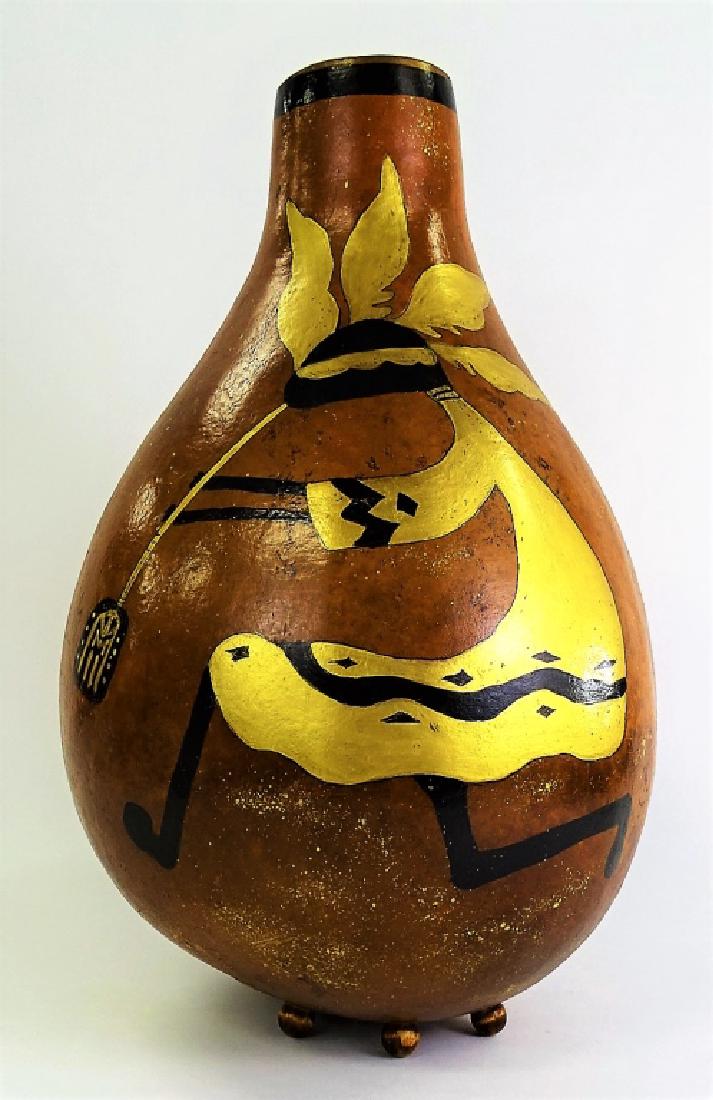 VINTAGE NATIVE AMERICAN LARGE PAINTED GOURD VASE (1 of 3)
