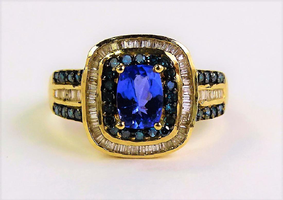 TANZANITE AND DIAMOND 10KT Y GOLD RING (1 of 5)