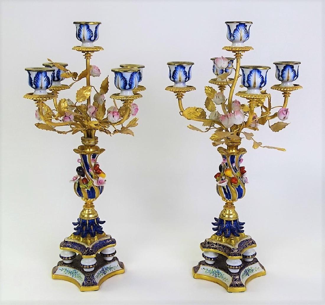 SEVRES PORCELAIN FLORAL CANDLEABRUM (1 of 5)