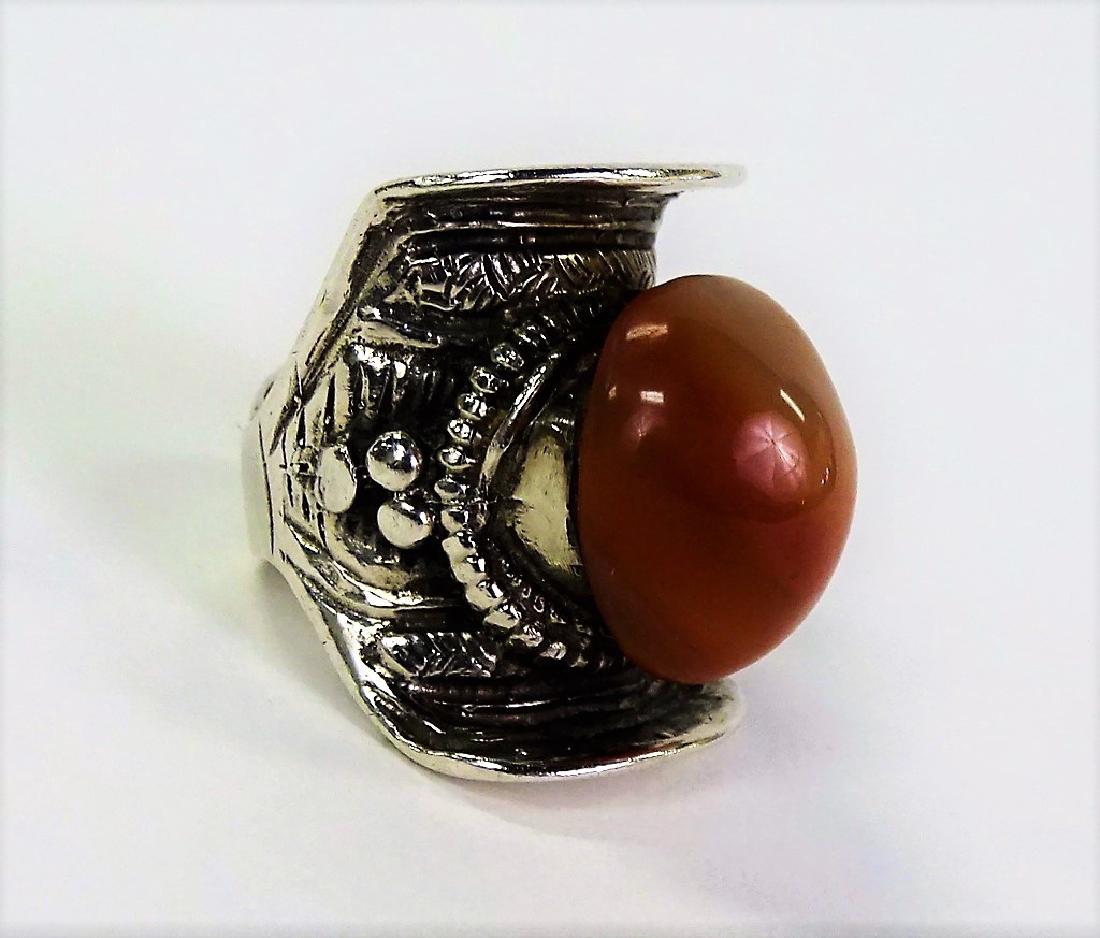 JOACHIM PALILU SPAIN SILVER & AMBER HUGE RING (1 of 5)
