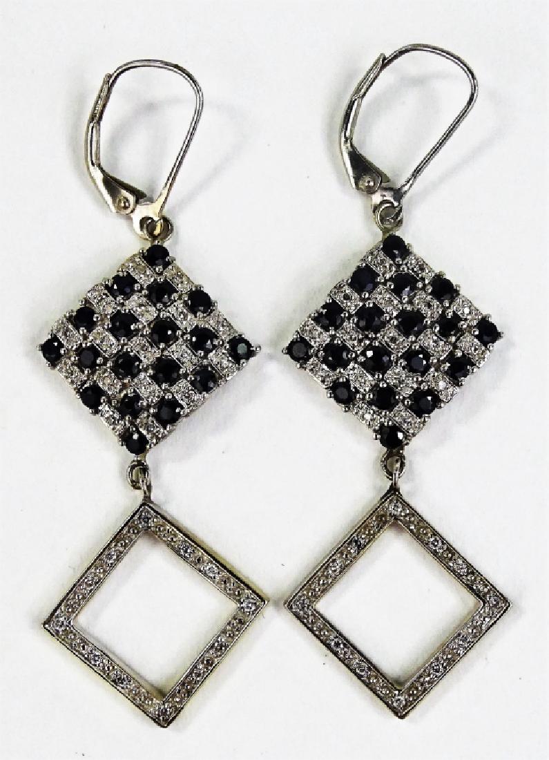 PR LADIES 14KT WG SAPPHIRE & DIAMOND DROP EARRINGS (1 of 3)