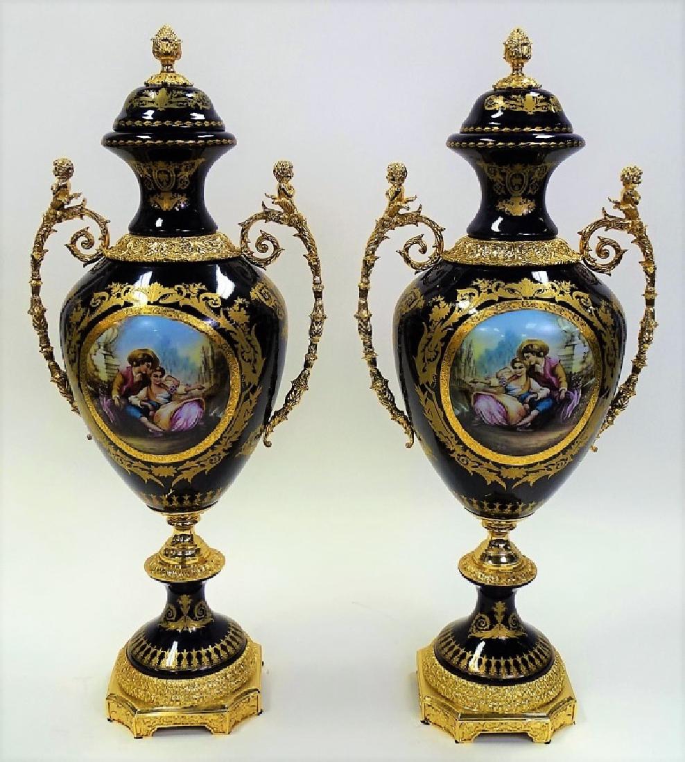 PR. LARGE 19TH C. BRONZE & SEVRES PORCELAIN VASES (1 of 4)