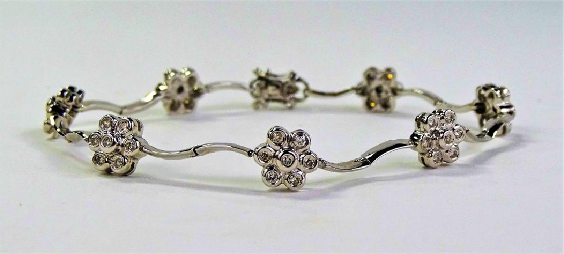 14KT WHITE GOLD & 1CT DIAMOND FLORAL BRACELET (1 of 3)