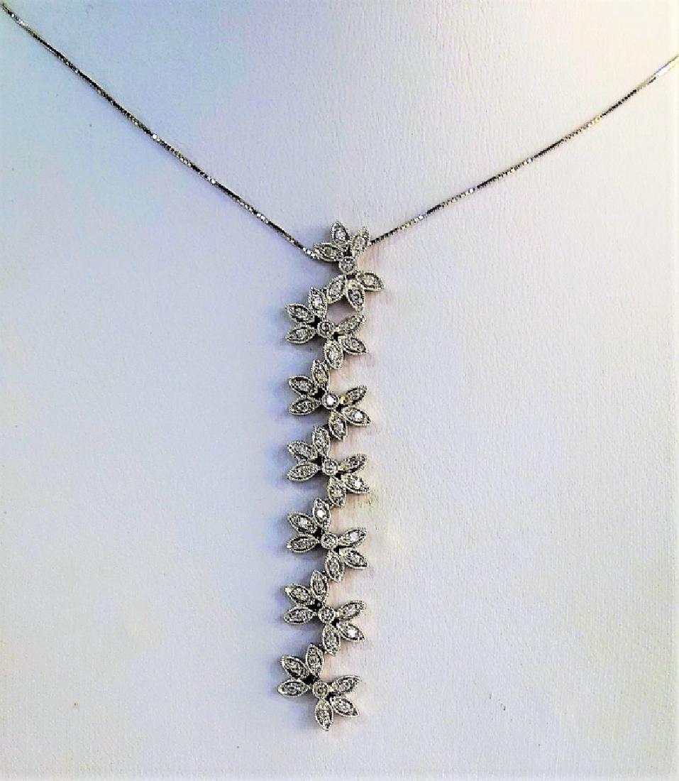 LADIES 14KT WG & DIAMOND DROP PENDANT NECKLACE (1 of 4)