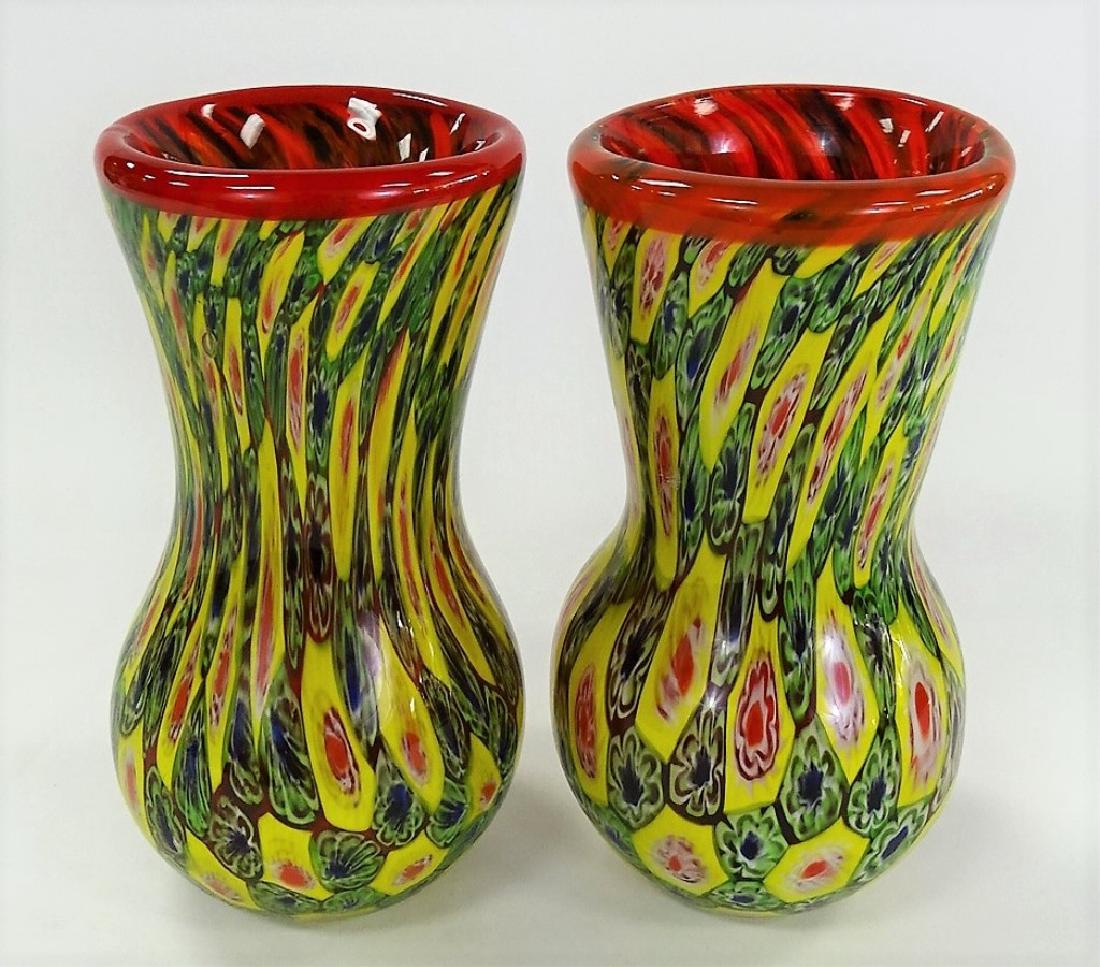 PAIR OF CONTINENTAL CASED GLASS VASES MURANO STYLE (1 of 2)