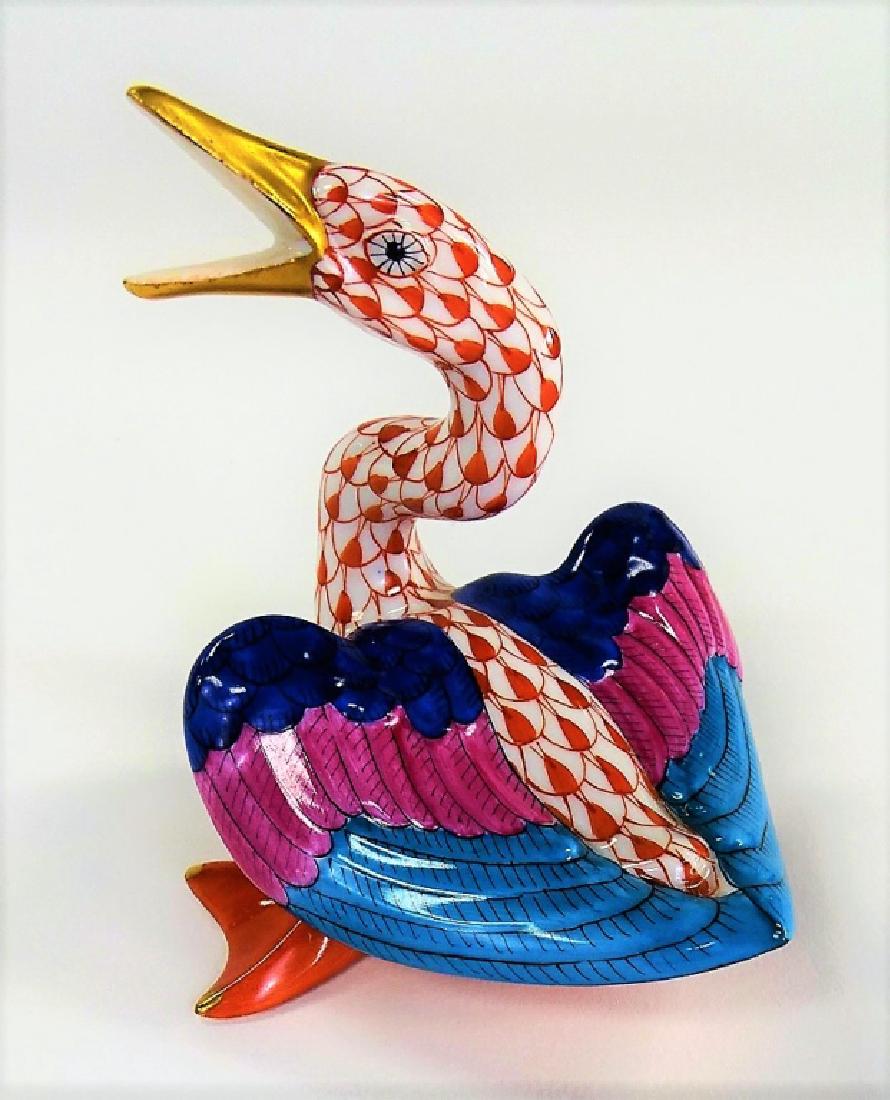 HEREND HUNGARIAN PORCELAIN FISHNET GOOSE FIGURE (1 of 4)