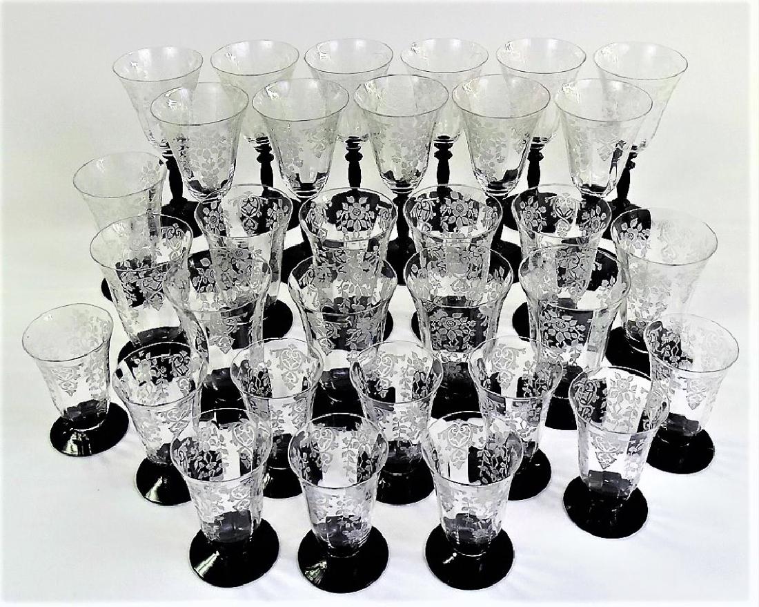 FABULOUS 30 PIECE SET OF BLACK STEMMED GLASSWARE (1 of 4)