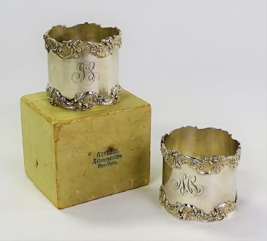 PAIR OF GORHAM STERLING SILVER ORNATE NAPKIN RINGS (1 of 5)
