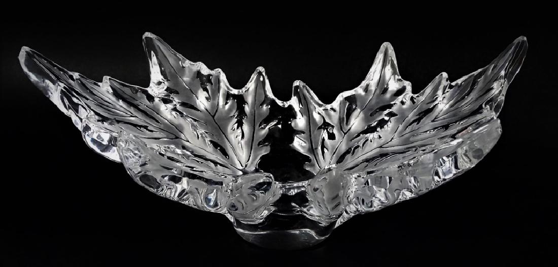 LALIQUE CHAMPS- ELYSEES FROSTED CRYSTAL LEAF BOWL (1 of 4)