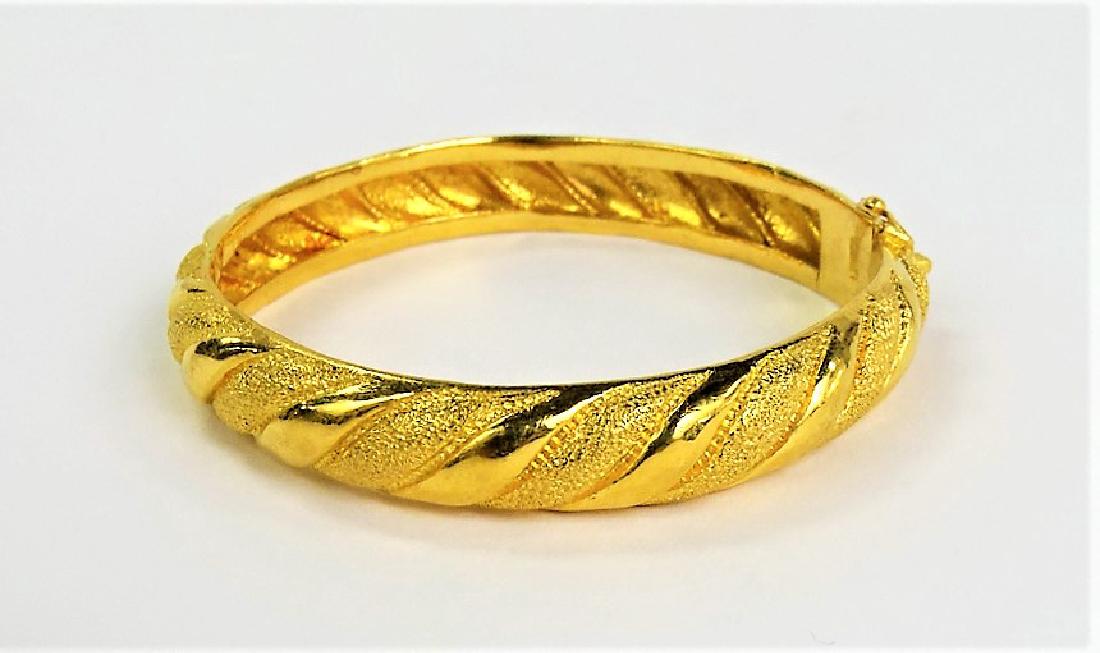 CHINESE RARE 24KT YELLOW GOLD BANGLE BRACELET (1 of 4)