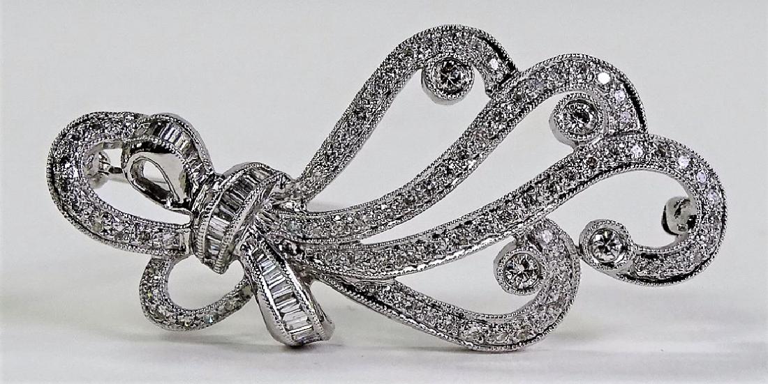 18KT WHITE GOLD & 1-1/2CT DIAMOND DECO LADIES PIN (1 of 4)