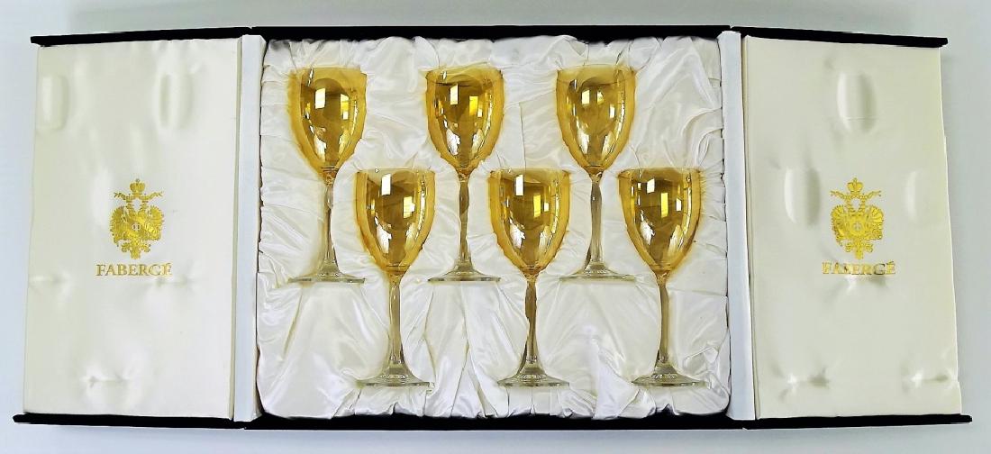 SIX FABERGE AMBER TO CLEAR 9" WATER GLASSES IN BOX (1 of 6)