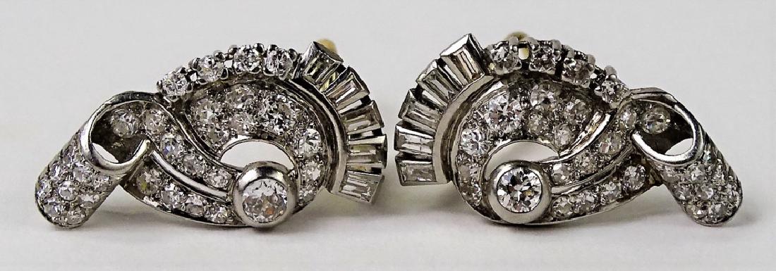 ESTATE PLATINUM & GOLD 2CT DIAMOND EARRINGS (1 of 3)