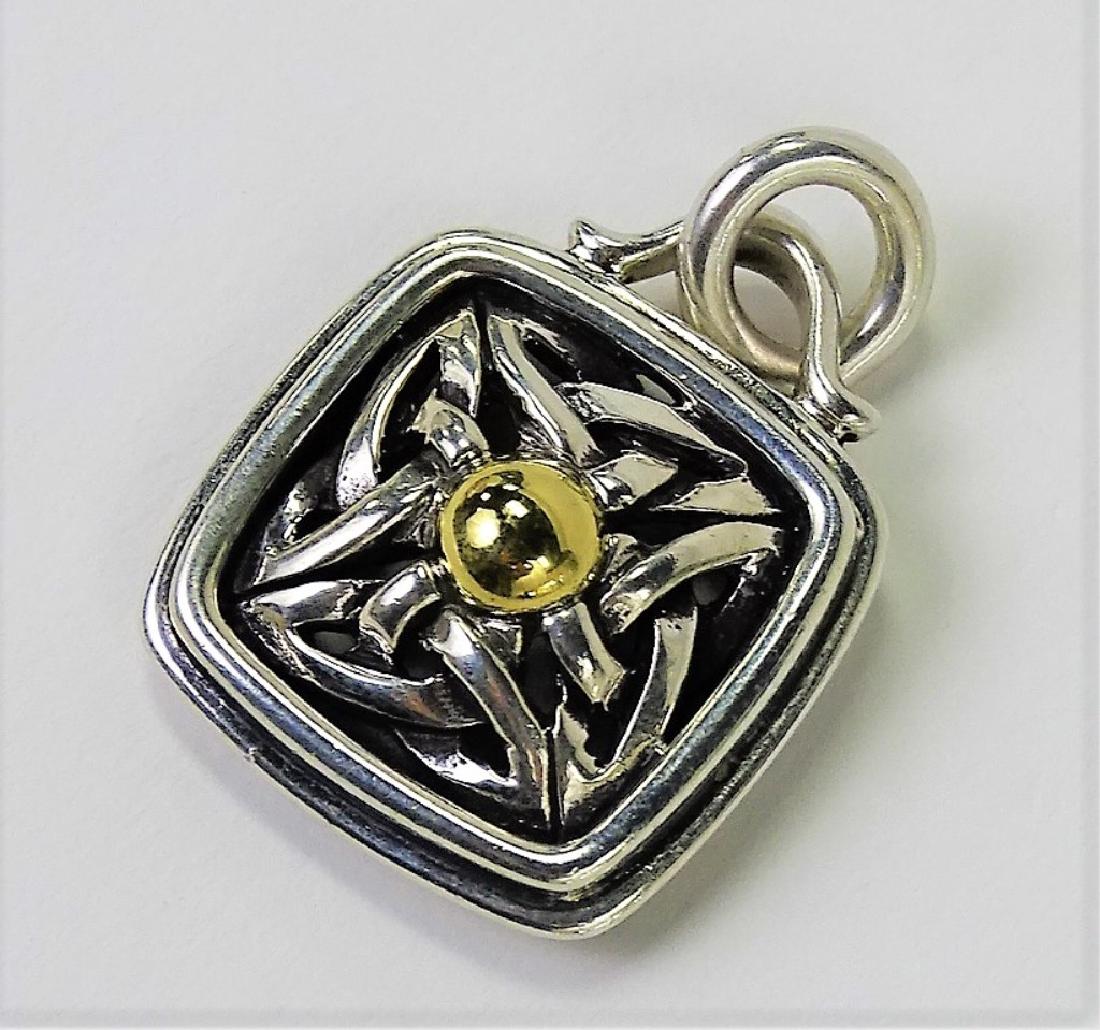 BARRY KIESELSTEIN CORD 925 STERLING SILVER PENDANT: Measures about 1 1/2" long. Total weight 12.9 grams. Shipping U.S. $20 plus insurance.