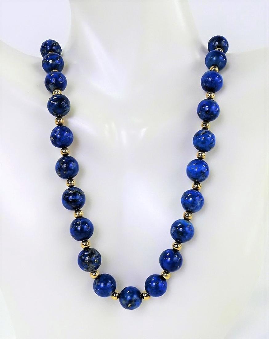 CHINESE 14KT YELLOW GOLD & LAPIS CHOKER NECKLACE (1 of 4)