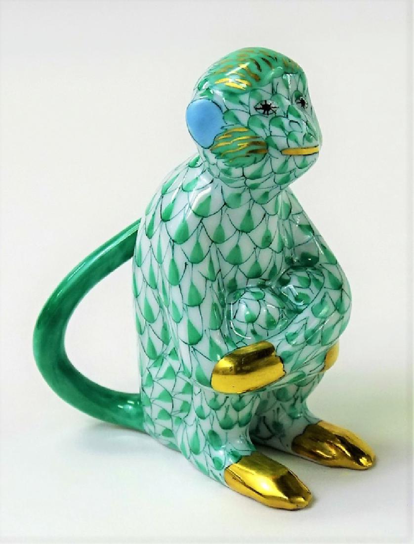 HEREND HAND PAINTED GREEN MONKEY FIGURINE (1 of 4)