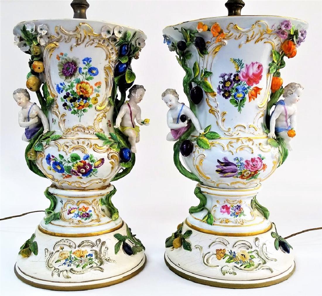PR CONTINENTAL PORCELAIN PUTTI LAMPS (1 of 2)