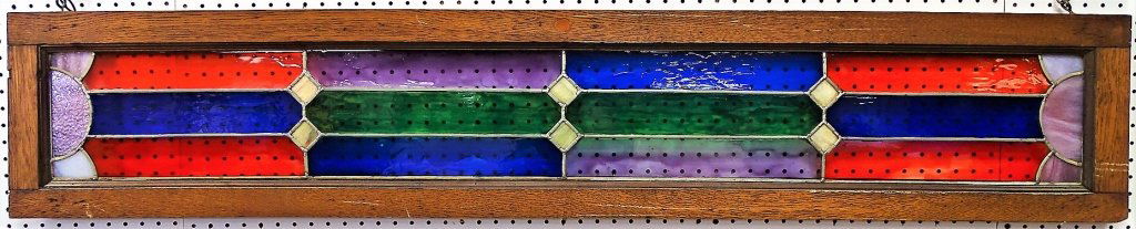 ANTIQUE HANGING STAINED GLASS PANEL 12 X 64 (1 of 1)