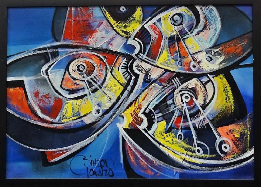 SIMEON GONZALES MODERNIST ACRYLIC/CANVAS PAINTING (1 of 3)