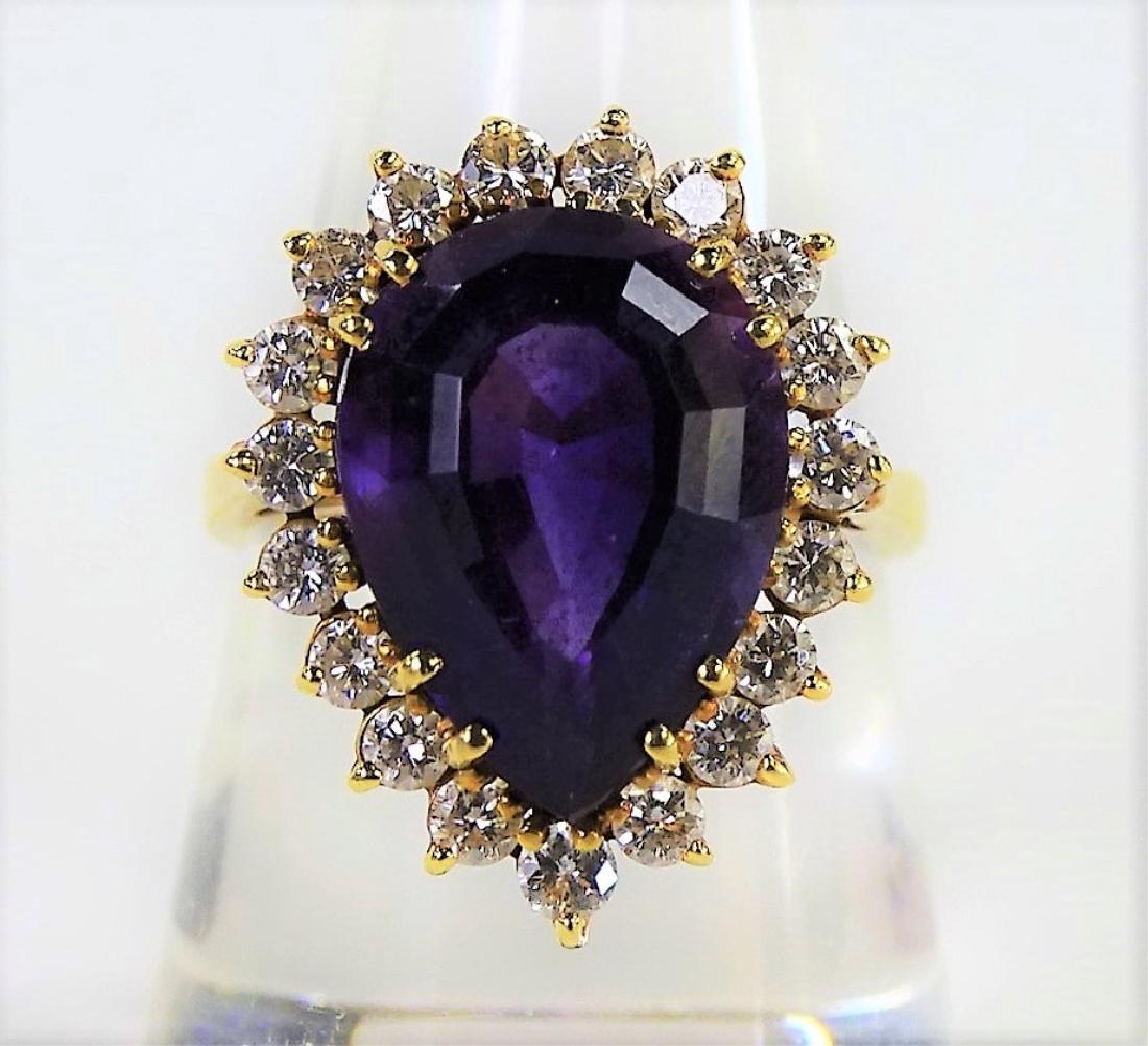 AMETHYST DIAMOND AND 14KT Y GOLD LADIES RING (1 of 5)